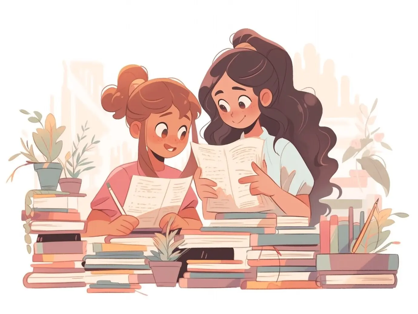 Cartoon über die Freundschaft von Mädchen.